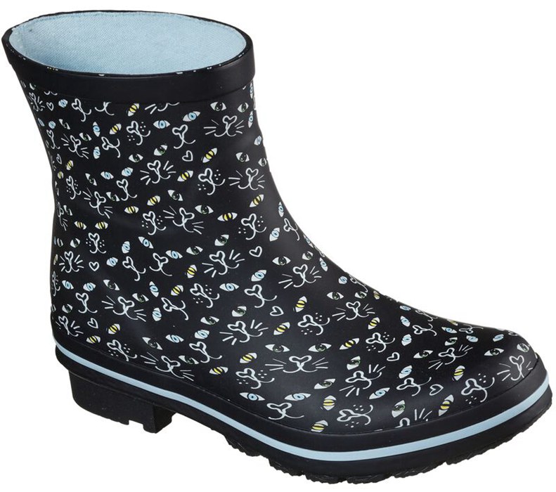 Skechers Bobs Rain Check - Misty Eye - Womens Boots Black [AU-IJ6299]